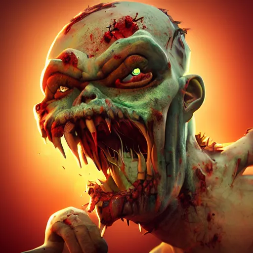 Image similar to angry zombie, epic legends game icon, stylized digital illustration, radiating a glowing aura, global illumination, ray tracing, hdr, fanart arstation by ian pesty and katarzyna bek - chmiel