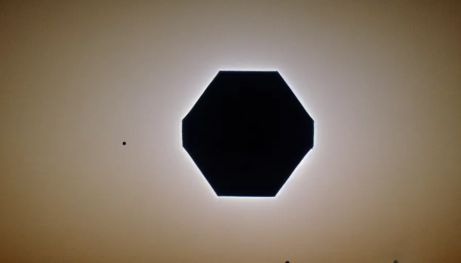 Image similar to hexagon floating above earth, solar eclipse, rick guidice