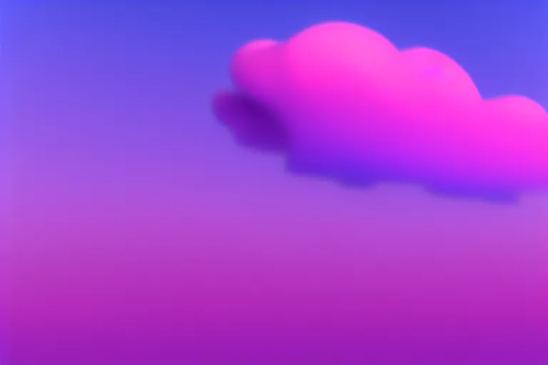 Image similar to purple diamond hovering in pink clouds, turquoise horizon, smooth gradients, octane render, 8 k, volumetric lightning