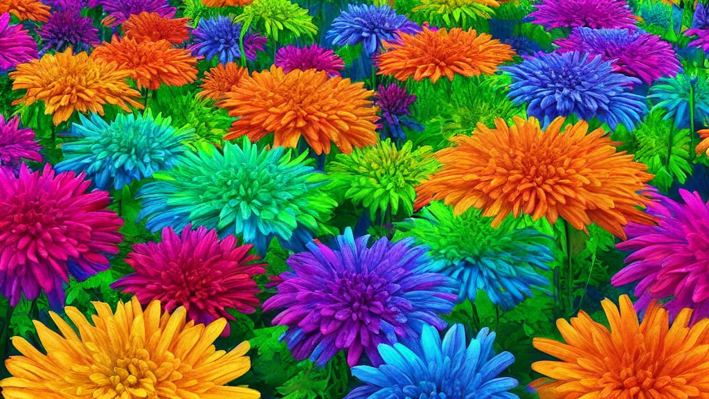 digital illustration of a field of giant vibrant multi | Stable Diffusion