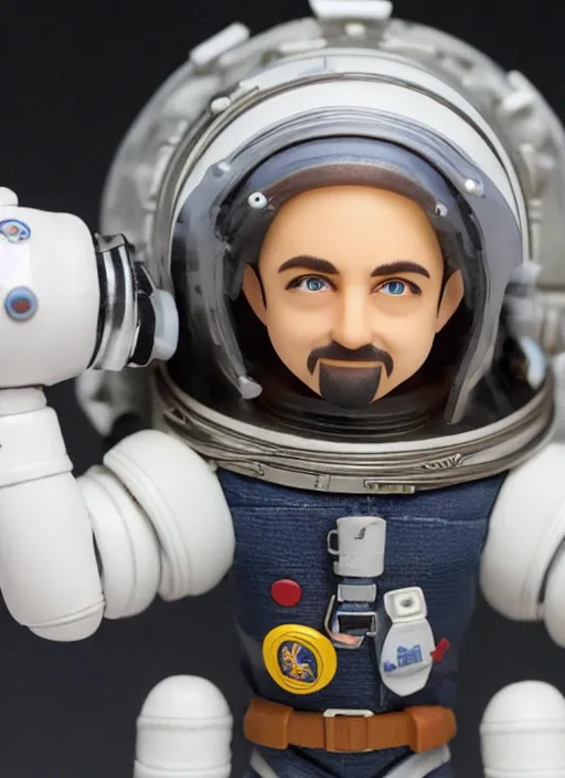 Image similar to richard garriott, a nendoroid of richard garriott astronaut figurine, realistic face, detailed product photo