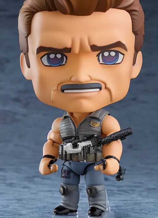 Image similar to arnold schwarzenegger, a nendoroid of arnold schwarzenegger figurine, the terminator, realistic face, detailed product photo