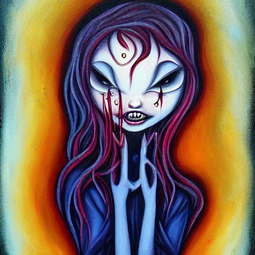 Image similar to macabre painting of the feeling of numbness by jeremiah ketner | horror themed | creepy
