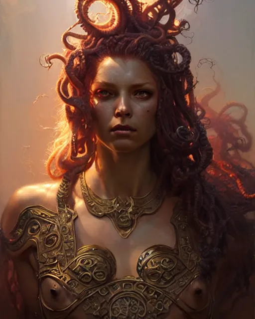 Prompt: fierce medusa, fantasy character portrait, ultra realistic, concept art, intricate details, highly detailed by greg rutkowski, gaston bussiere, craig mullins, simon bisley