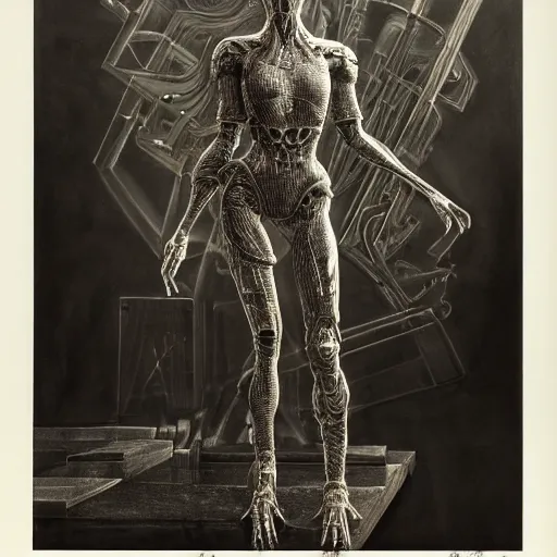 Prompt: 3 d chromium and graphite render of a cyborg machina - nymphette, portrait by tony diterlizzi and h. r giger, ilford hp 5, 5 5 mm, hyper realistic, hyper - mechanistic by artgerm, gustav dore, peter mohrbacher, gothcore, disturbia, joseph christian leyendecker