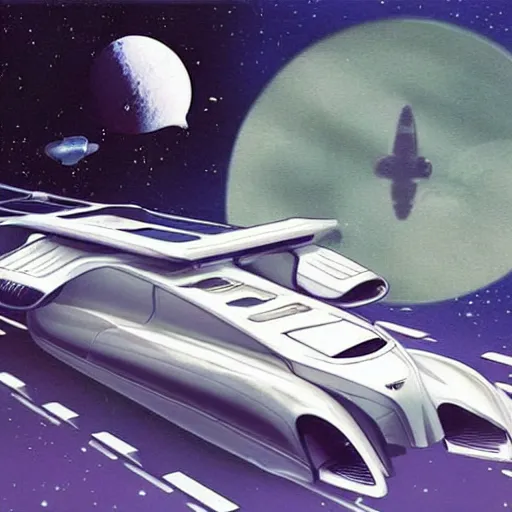 Image similar to intergalactic planetary future space vehicles that look super stylish. retrofuturism