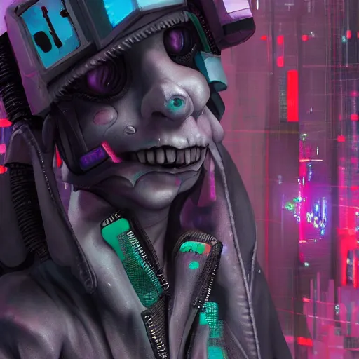 Prompt: Claymation figure of a cyberpunk character hyper detailed featured in artstation