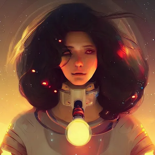 Image similar to young beautiful women in space illustration fantasy digital art by guweiz trending on artstation