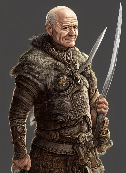 Image similar to warrior character portrait old male hobbi fantasy