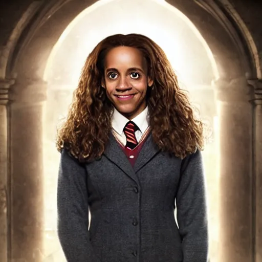 Image similar to photo of hermione granger in her 4 0 s, smiling, realistic, perfect eyes, symmetrical, full body shot, wide angle, sharp focus, 8 k high definition, insanely detailed, intricate, elegant