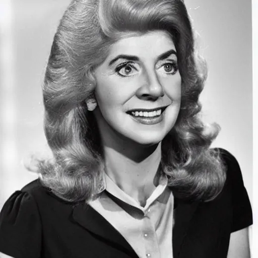 Prompt: photo of a person who looks like a mixture between donna douglas and margaret hamilton