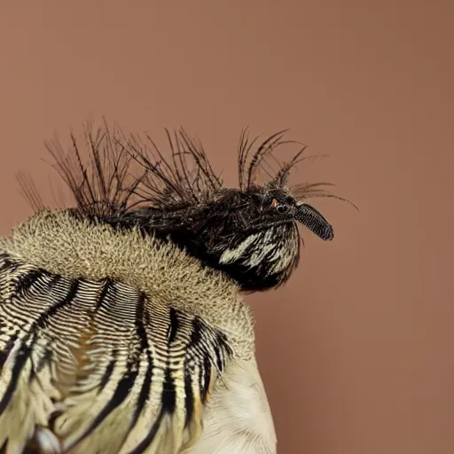 Prompt: a photo of a bird with a tarantula head