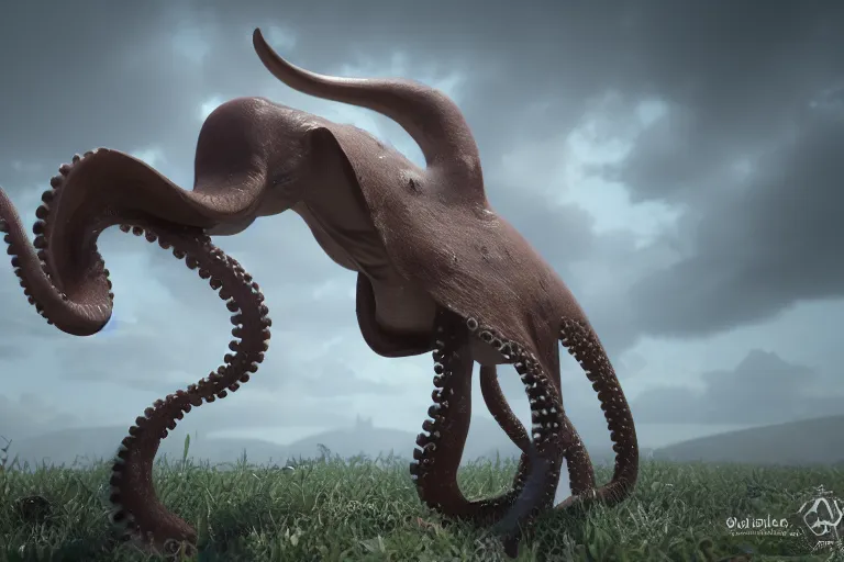 Prompt: dramatic realistic hibrid jiraffe octopus, unreal engine 5, subsurface scattering, hd, 8 k, hdr