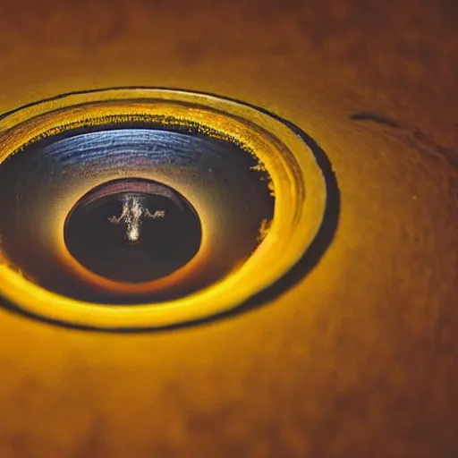 Image similar to a taxidermized frowning black hole, in a museum, 8 5 mm lens, 7 0 mm entrance pupil diameter, close - up photograph, high detail, 4 k, soft focus, depth of field