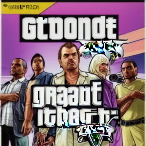 Prompt: p on GTA V cover art