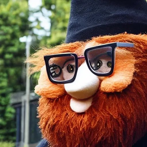 Prompt: ginger muppet with beard and glasses