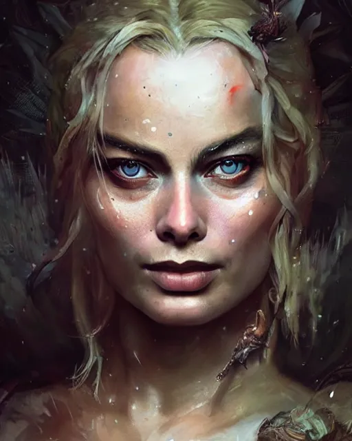 Image similar to margot robbie as a fairy, hyper realistic face, beautiful eyes, fantasy art, in the style of greg rutkowski, intricate, hyper detailed, smooth