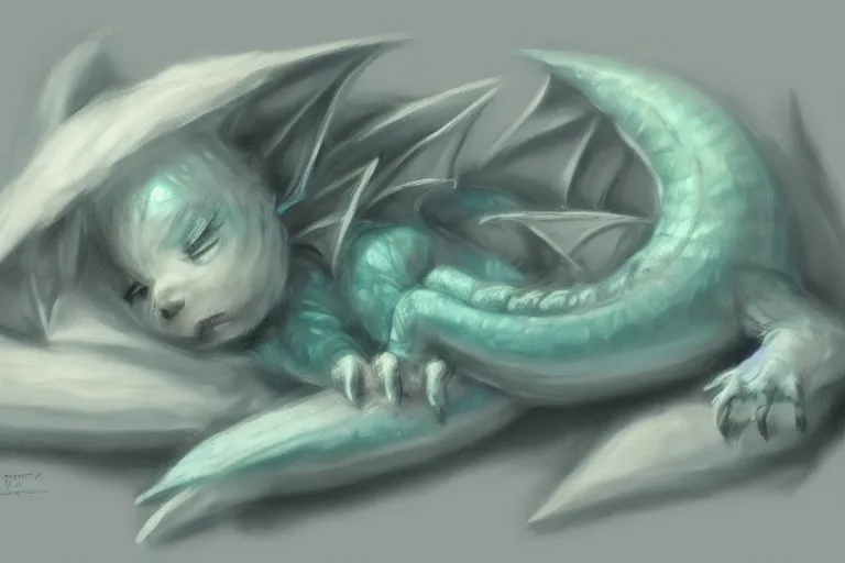 Image similar to sleeping baby dragon, pastel, concept art, trending on artstation, artstation HQ, HD, 4k