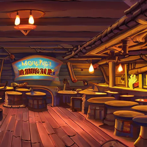 Image similar to secret of monkey island background, pirate pub interior