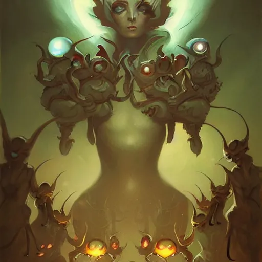 Prompt: Army of eyes by Peter Mohrbacher