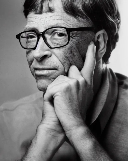 Prompt: portrait photograph of bill gates, by yousuf karsh, highly detailed, dslr photography