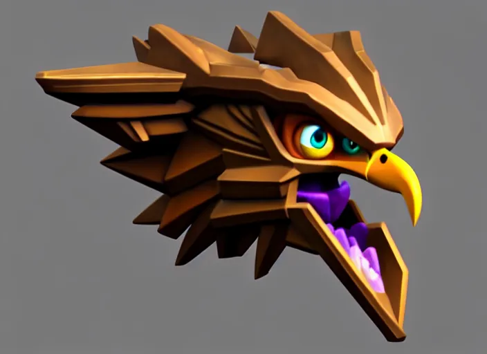 Prompt: eagle head, stylized stl, 3 d render, activision blizzard style, hearthstone style, crash bandicoot artstyle