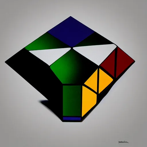 Prompt: A rubik's cube, cubist artwork, trending on artstation, award-winning