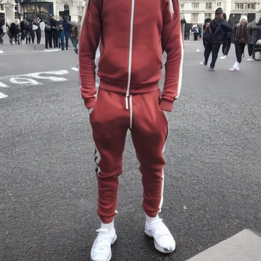 Image similar to skinny mixed race man wearing a tracksuit with pants & no trousers in london