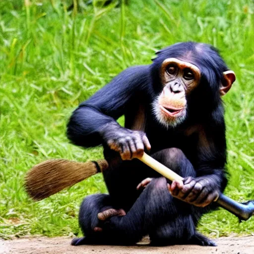 Prompt: chimpanzee fighting a tiger with a sledgehammer, phone recording,