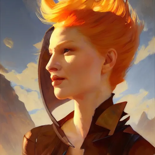 Image similar to greg manchess portrait painting of ginger beautiful woman as dragon age character, medium shot, asymmetrical, profile picture, organic painting, sunny day, matte painting, bold shapes, hard edges, street art, trending on artstation, by huang guangjian and gil elvgren and sachin teng