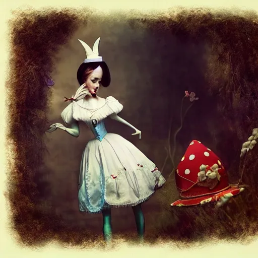 Image similar to alice in wonderland, by ray caesar, trending on artstation hq, deviantart, pinterest, 4 k uhd image