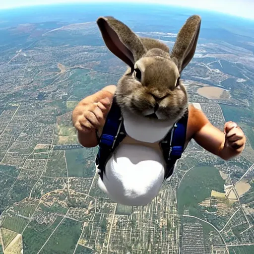 Image similar to big chungus rabbit skydiving