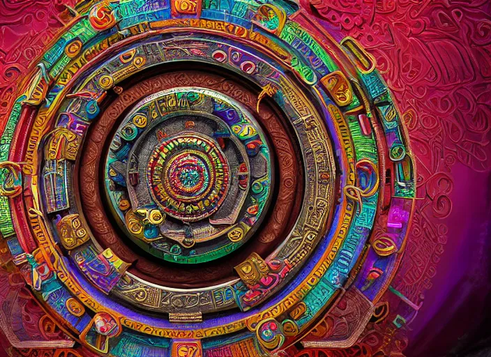 Image similar to hyperrealism, detailed textures, photorealistic 3 d render, a coloured beautiful mystical tibetan kalachakra mandala with sanskrit writing, ultra realistic, ultra high pixel detail, cinematic, intricate, cinematic light, concept art, illustration, art station, unreal engine 8 k