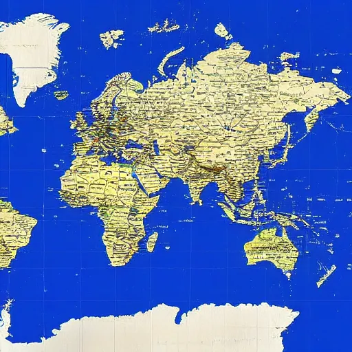 Prompt: Map of the world where all countries are filled in by their flag