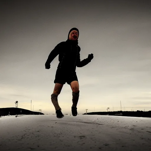 Image similar to running into the sky by Hugo Simberg, 4k, post-processing, dramatic lighting, intense moment