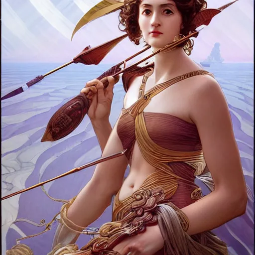 Image similar to greek goddess athena, highly detailed, digital painting, artstation, concept art, smooth, sharp focus, illustration, ArtStation, art by artgerm and greg rutkowski and alphonse mucha and J. C. Leyendecker and Edmund Blair Leighton and Katsuhiro Otomo and Geof Darrow and Phil hale and Ashley wood and Ilya repin and Charlie Bowater