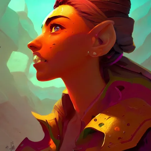 Image similar to profile portrait, maya ali mage, gloomhaven, dynamic lighting, gaudy colors, octane render aesthetic, matte painting concept art, official fanart behance hd artstation by jesper ejsing, by rhads and makoto shinkai and lois van baarle and ilya kuvshinov and rossdraws