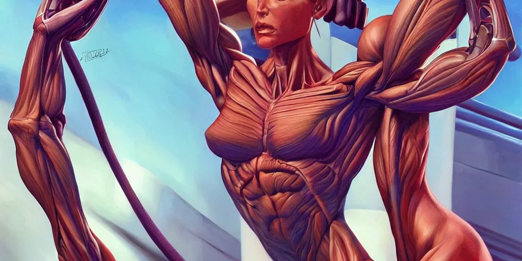 Prompt: beautiful muscular alien fitness model with 4 arms, sci - fi, portrait, digital painting, retro futurism, anatomically correct, by artgerm, ross trand and ilya kuvshinov