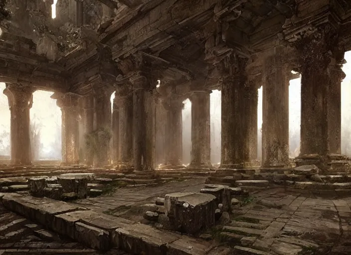 Temple Ruin Interior Background