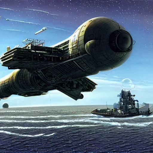 Prompt: scout spaceship with 100-ton hull used for exploration survey and courier duties, peter elson, chris foss