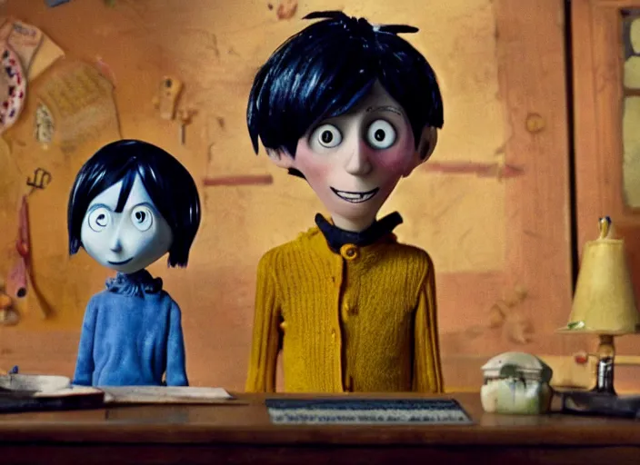 Image similar to a very high resolution image from a new movie. stop motion. coraline. directed by wes anderson