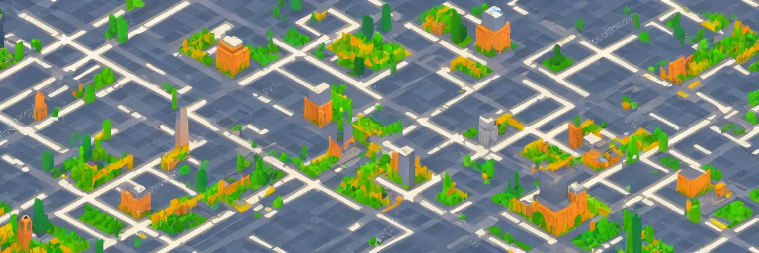 Image similar to City in isometric view, monument Valley 2 game style