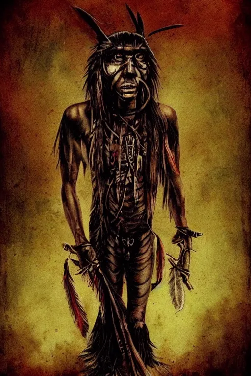 Image similar to mad native american skinwalker artwork by ben templesmith