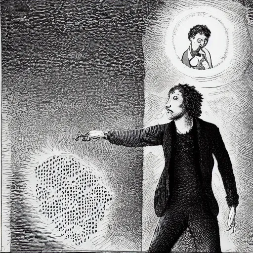 Image similar to portrait of a jeff bezos playing ping pong with mark zuckerberg, gothic, cat eyes, hair waving in the wind, high detail, illustration by gustav dore
