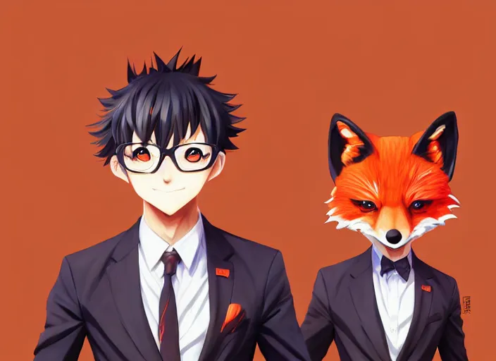 Prompt: anime portrait a cute male anthropomorphic vulpes vulpes fulva teacher wearing suit, omoide emanon, tsuruta kenji, murata range, vibrant, karolis strautniekas, james jean, yanjun cheng, kyoto animation