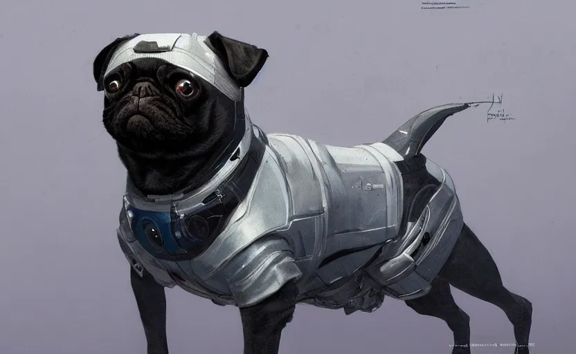 Prompt: a black pug dog in a space suit, soft grey and blue natural light, intricate, digital painting, artstation, concept art, smooth, sharp focus, illustration, art by greg rutkowski and luis rollo and uang guangjian and gil elvgren, symmetry!