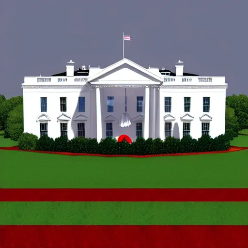 Prompt: a 3 d render of the white house, video game model, white background,