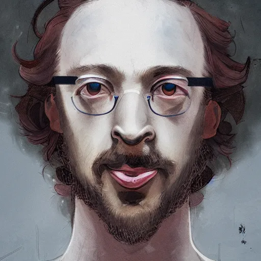 Prompt: close-up portrait of Sam Hyde in the style of Peter Mohrbacher, rule of thirds, sigma male, cinematic, kyoto japan setting