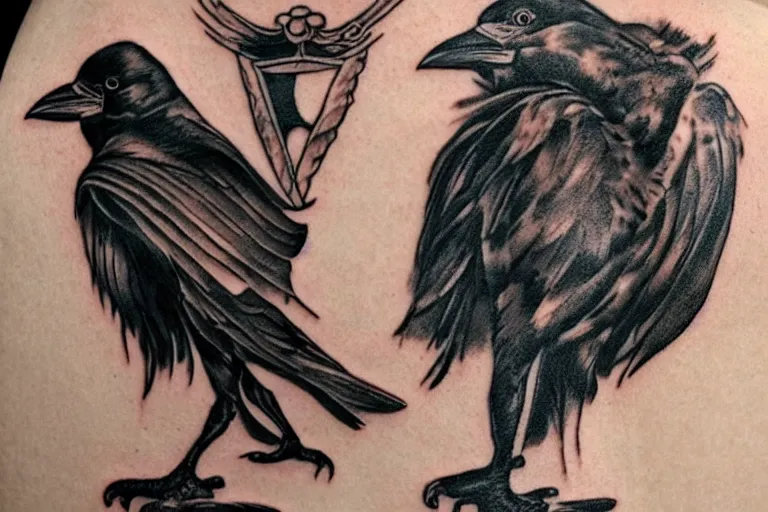 Crow Tattoo Design With Minimalist and Abstract Touches - Etsy