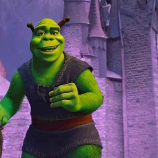 Prompt: shrek in the movie harry potter and the philosopher's stone 8 k